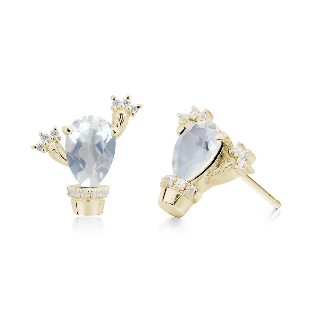 Unique Moonstone Stud Earrings - LUO Jewelry #metal_14k yellow gold