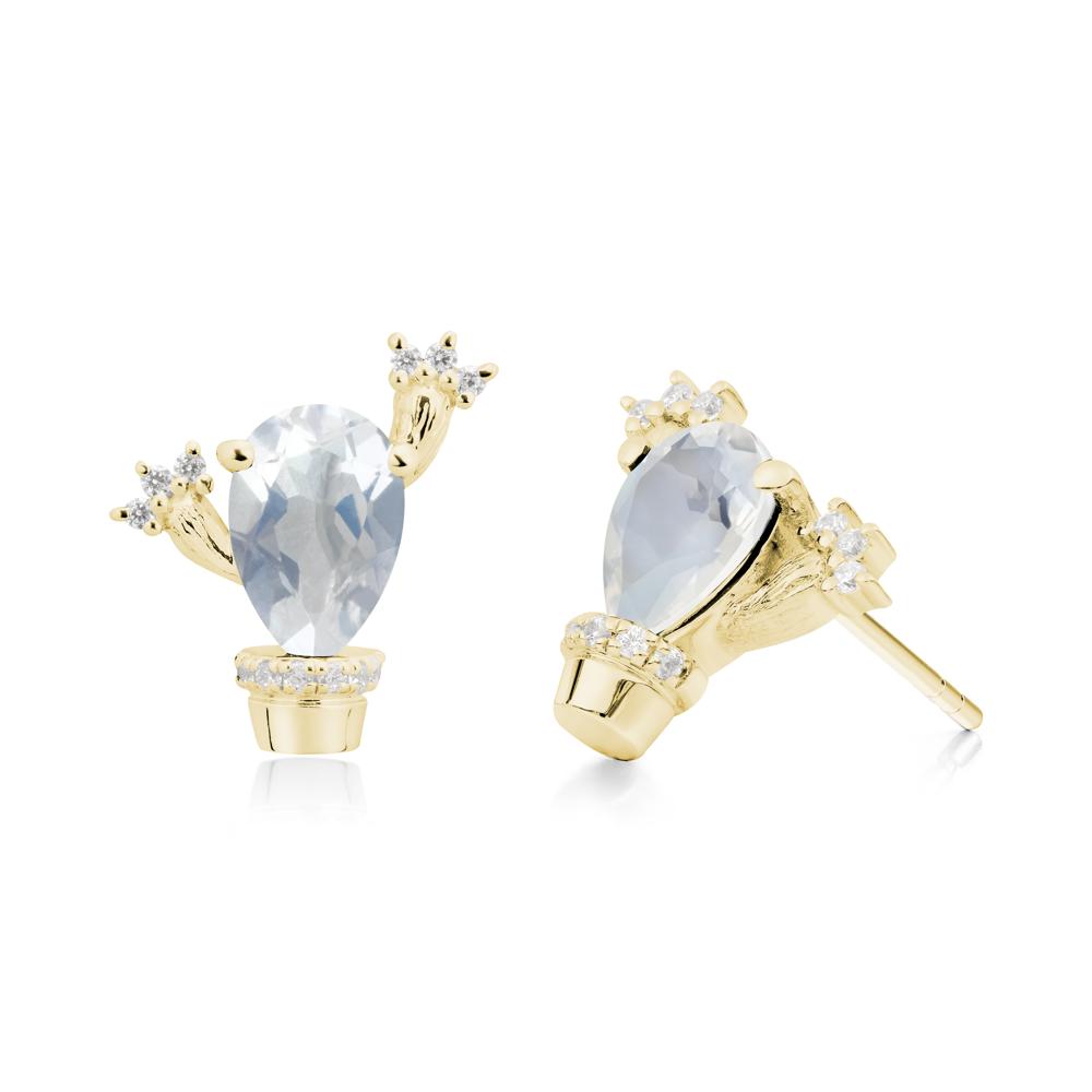 Unique Moonstone Stud Earrings - LUO Jewelry #metal_18k yellow gold