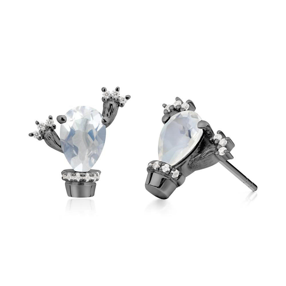 Unique Moonstone Stud Earrings - LUO Jewelry #metal_black finish sterling silver