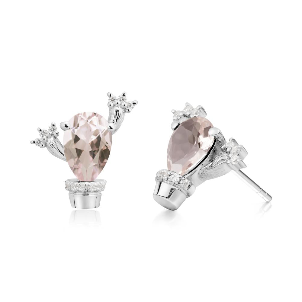 Unique Morganite Stud Earrings - LUO Jewelry #metal_14k white gold