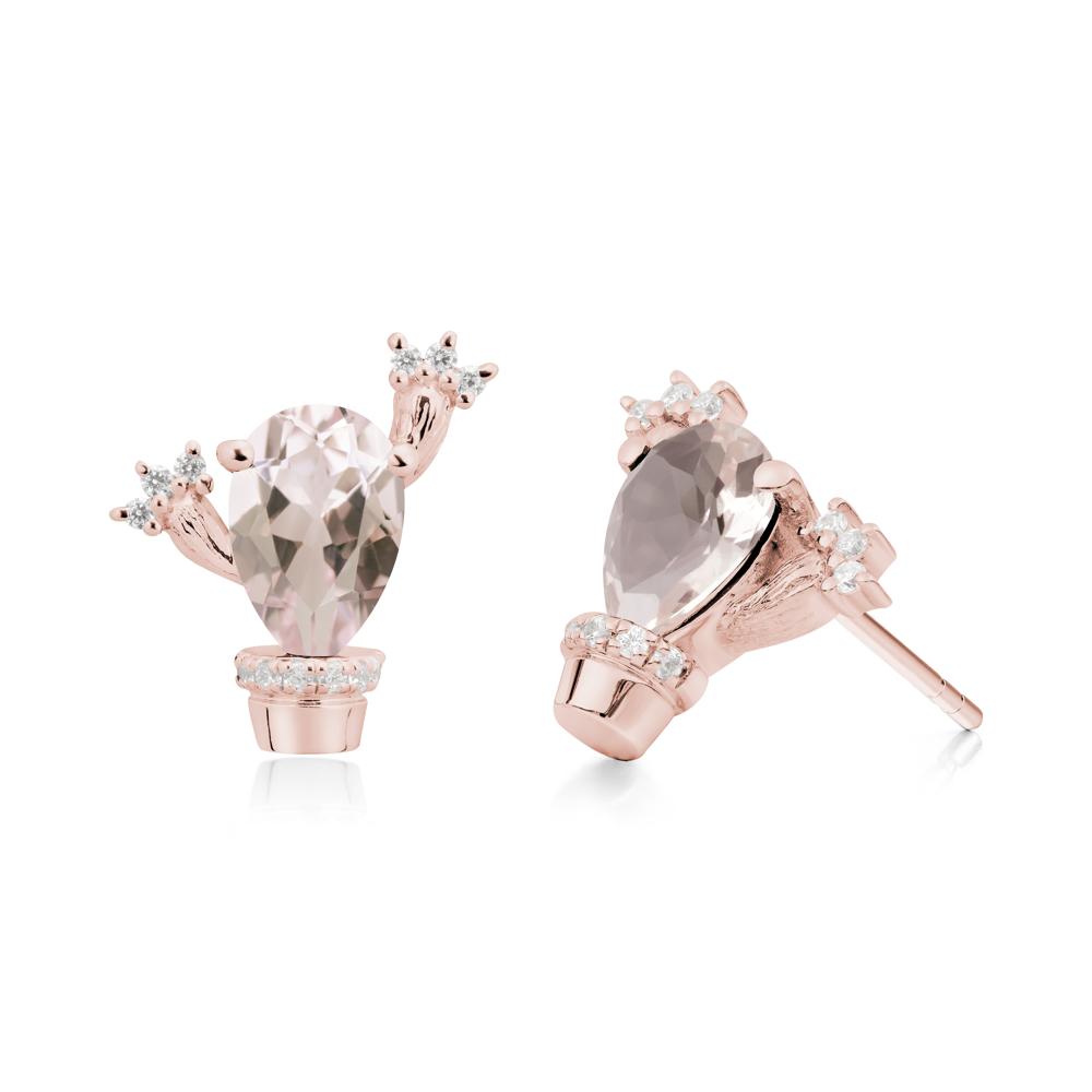 Unique Morganite Stud Earrings - LUO Jewelry #metal_18k rose gold