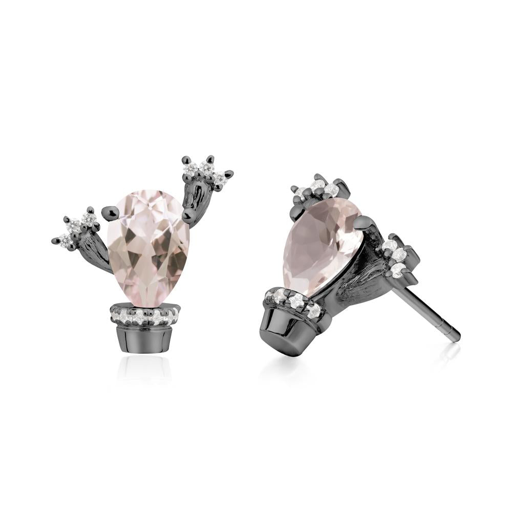 Unique Morganite Stud Earrings - LUO Jewelry #metal_black finish sterling silver