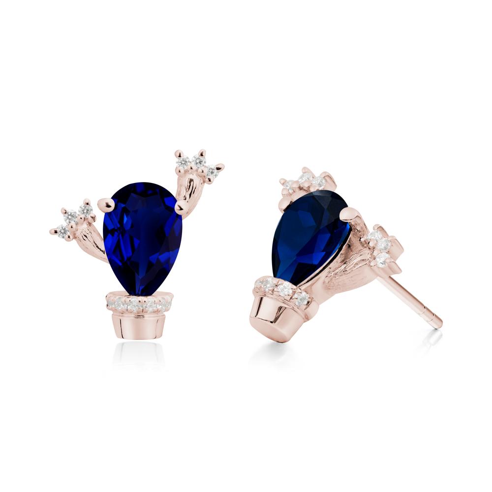 Unique Sapphire Stud Earrings - LUO Jewelry #metal_14k rose gold