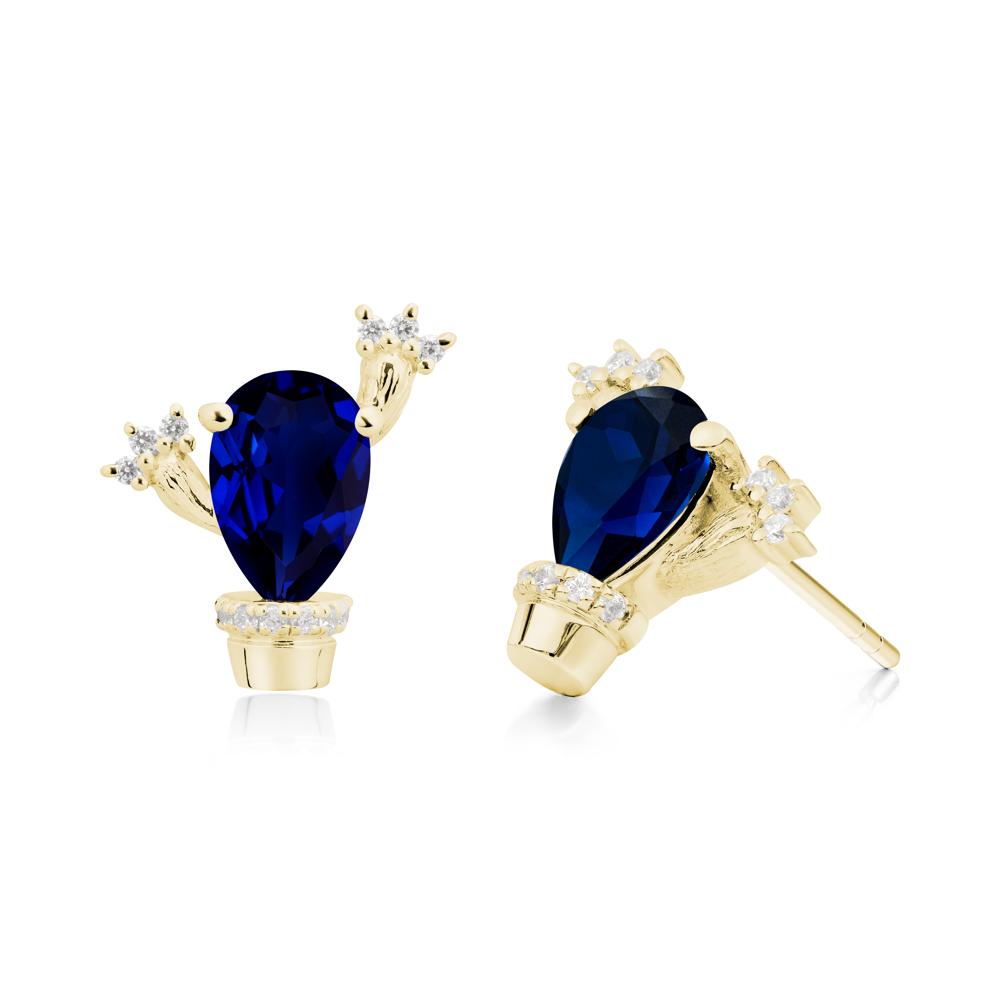 Unique Sapphire Stud Earrings - LUO Jewelry #metal_18k yellow gold