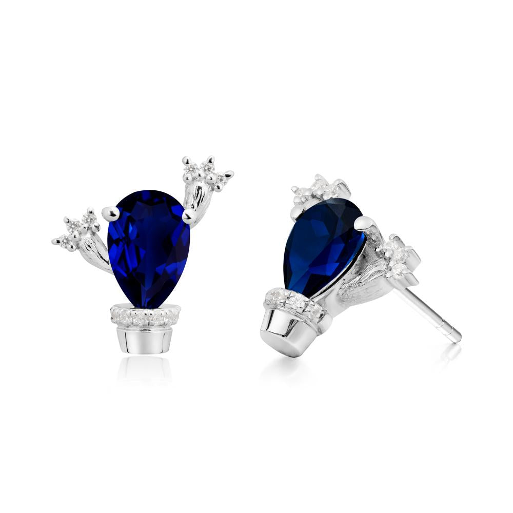Unique Sapphire Stud Earrings - LUO Jewelry #metal_sterling silver