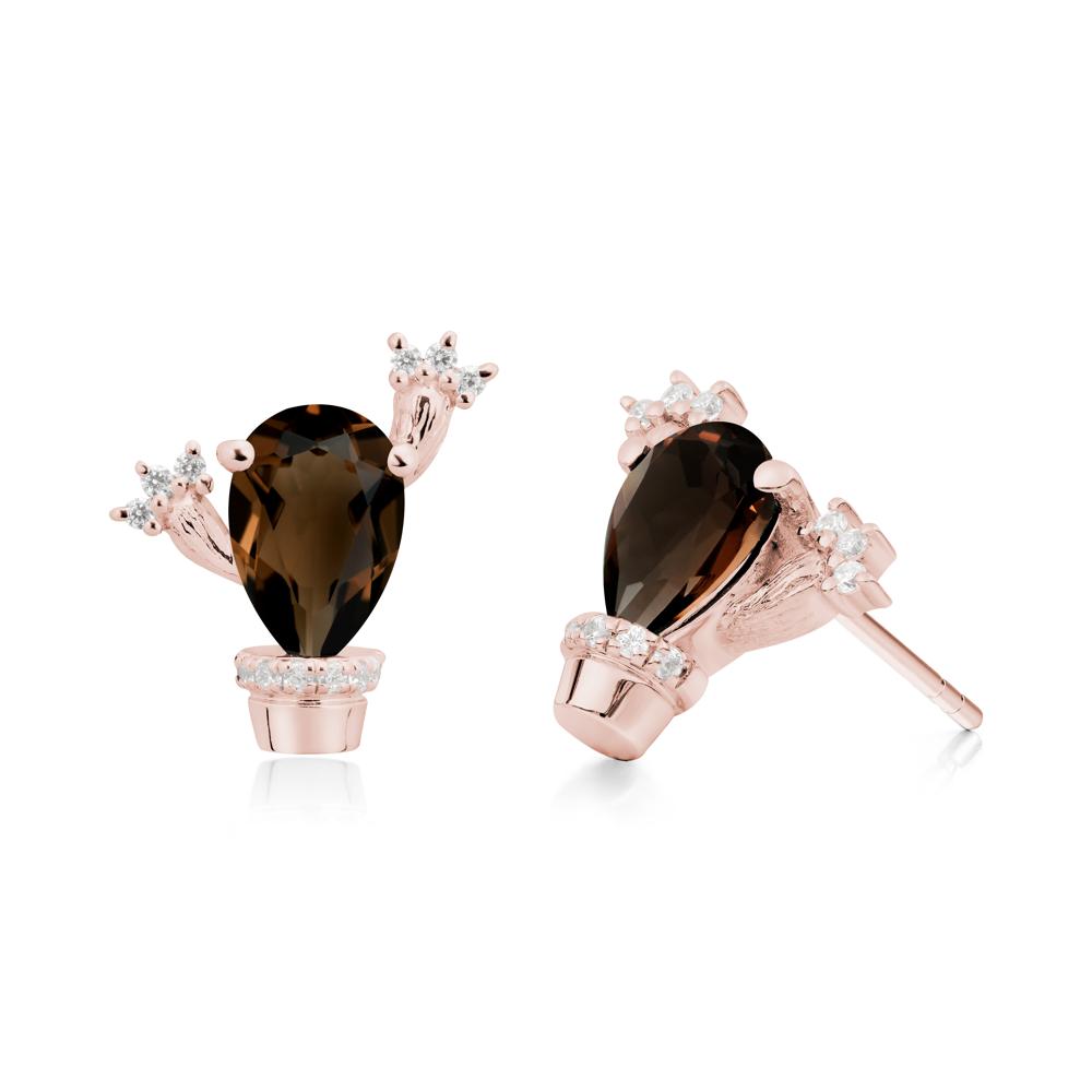 Unique Smoky Quartz Stud Earrings - LUO Jewelry #metal_18k rose gold