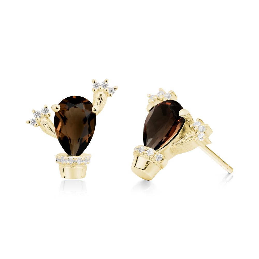Unique Smoky Quartz Stud Earrings - LUO Jewelry #metal_18k yellow gold