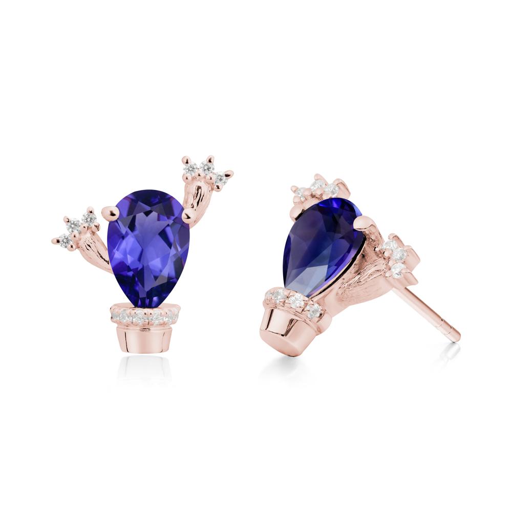 Unique Tanzanite Stud Earrings - LUO Jewelry #metal_18k rose gold