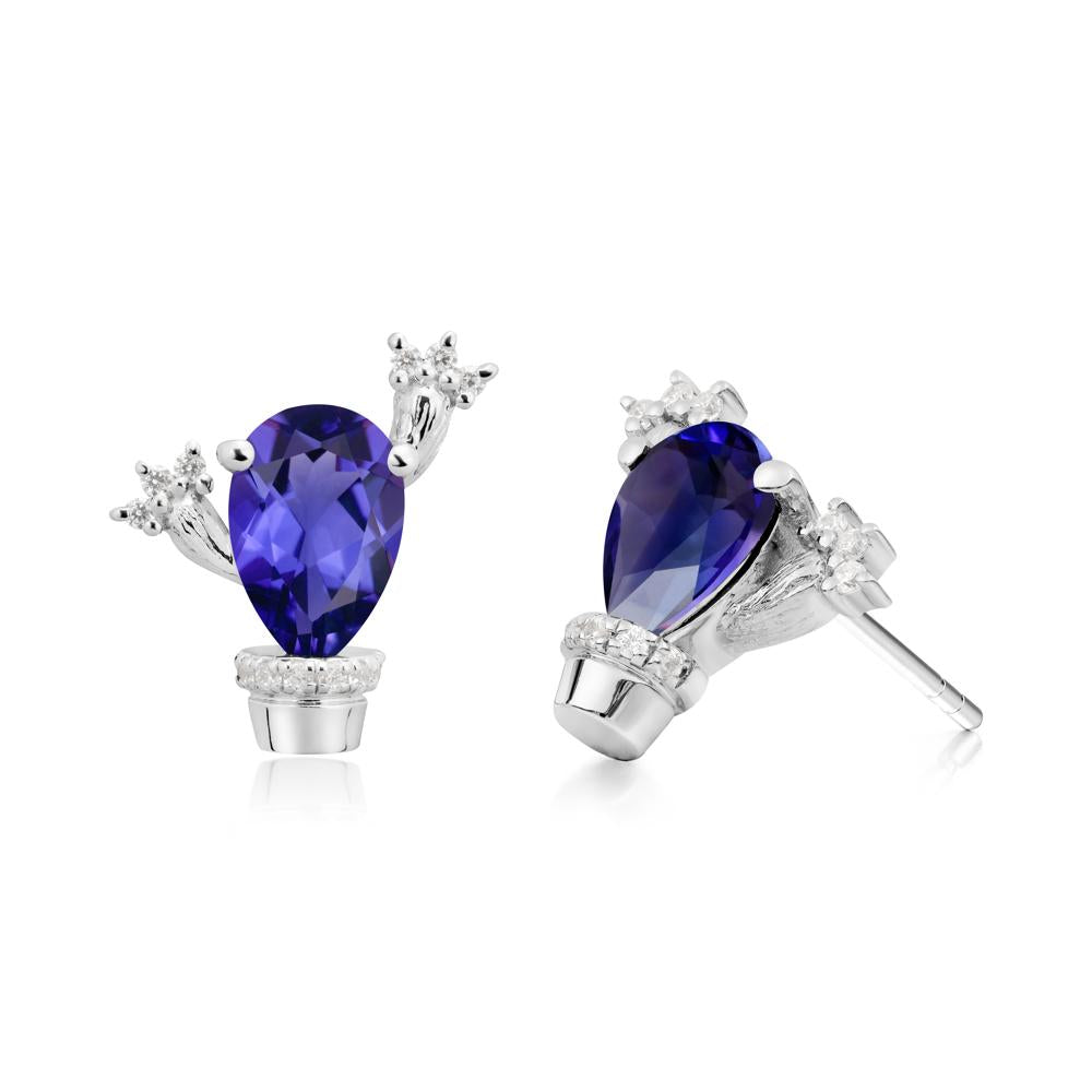 Unique Tanzanite Stud Earrings - LUO Jewelry #metal_18k white gold