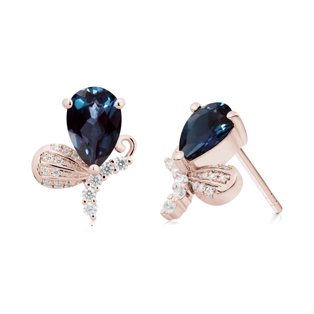 Butterfly Inspired Tear Shaped Alexandrite Earrings - LUO Jewelry #metal_14k rose gold