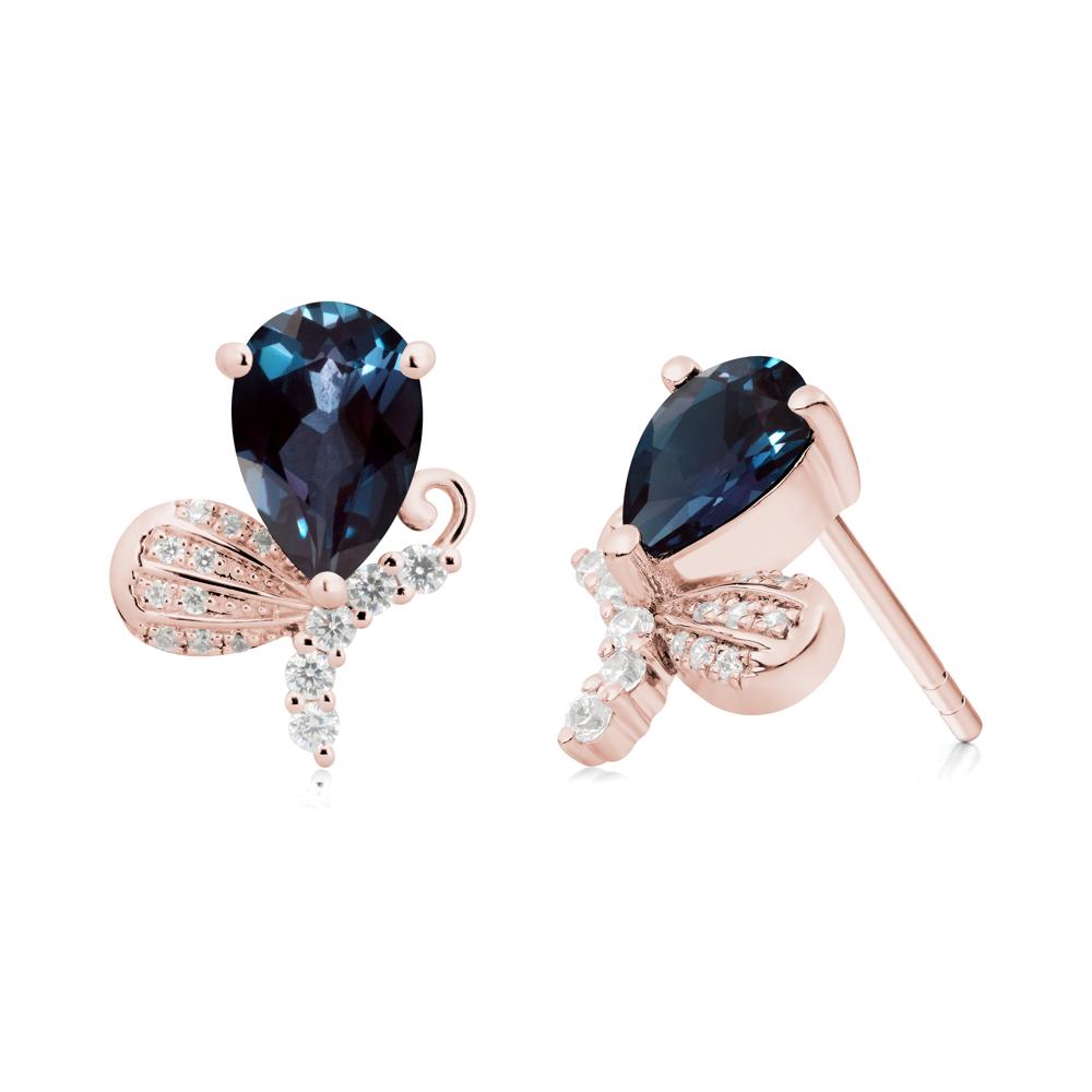 Butterfly Inspired Tear Shaped Alexandrite Earrings - LUO Jewelry #metal_18k rose gold