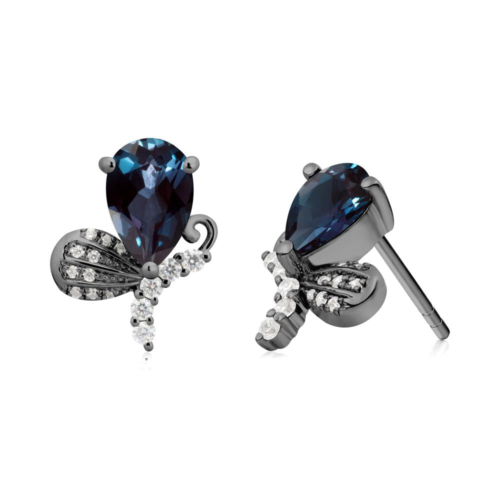 Butterfly Inspired Tear Shaped Alexandrite Earrings - LUO Jewelry #metal_black finish sterling silver