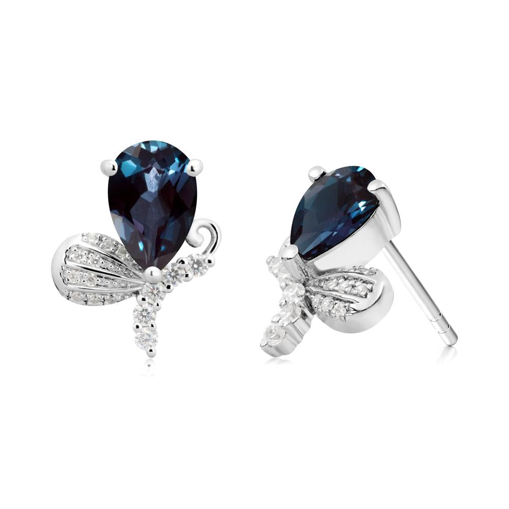 Butterfly Inspired Tear Shaped Alexandrite Earrings - LUO Jewelry #metal_sterling silver