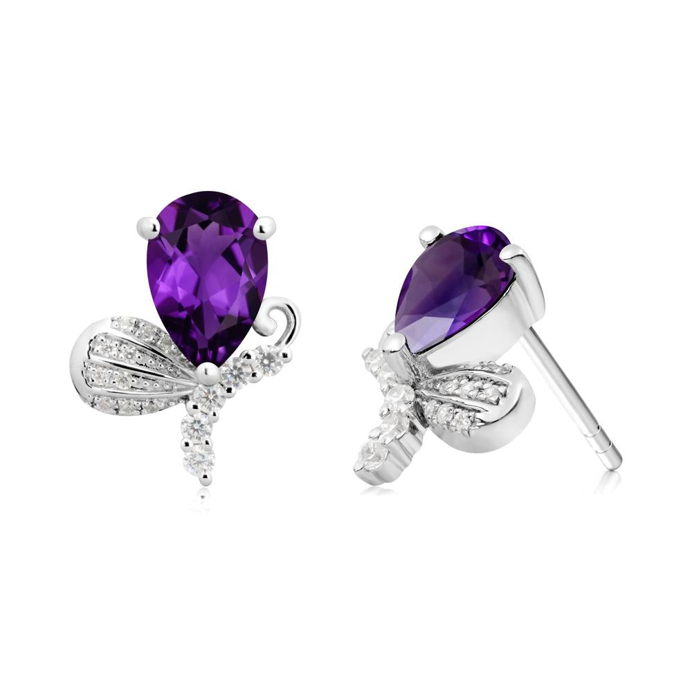 Sparkling Wing Amethyst Butterfly Earrings - LUO Jewelry #metal_sterling silver