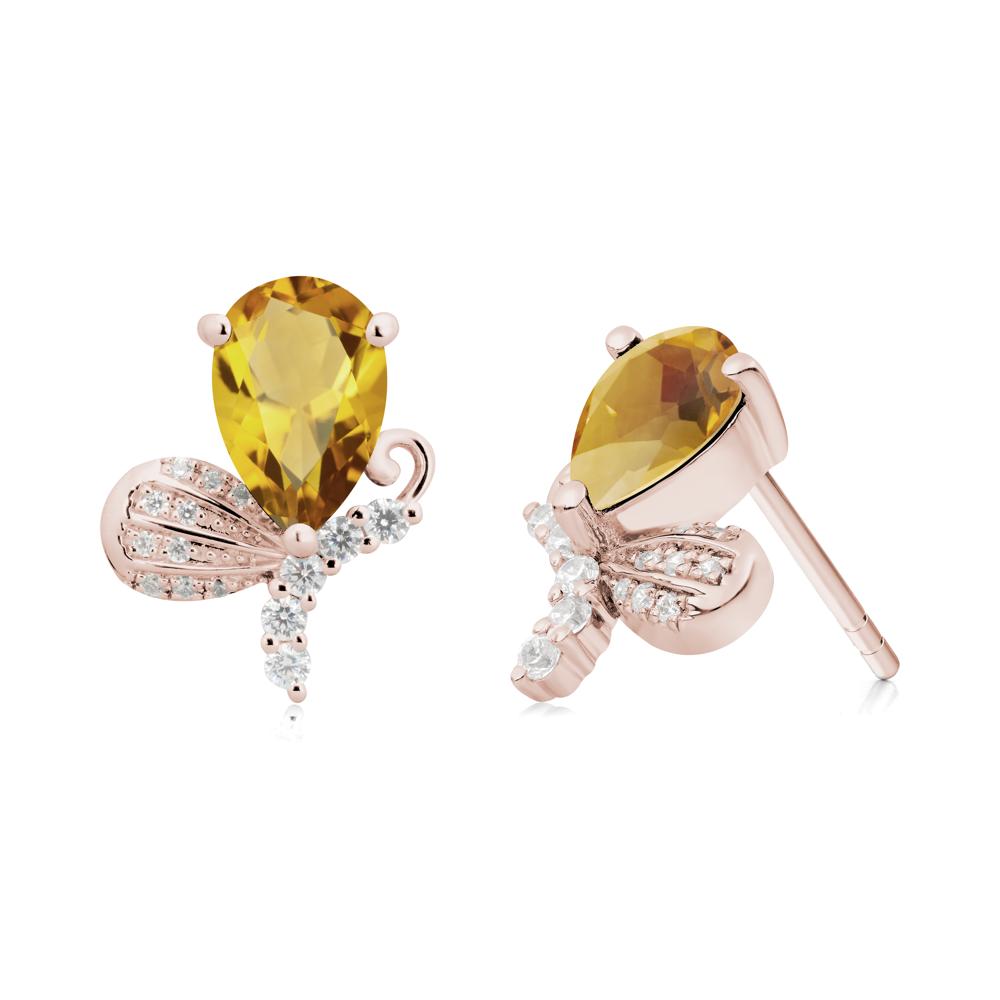 Butterfly Inspired Tear Shaped Citrine Earrings - LUO Jewelry #metal_14k rose gold