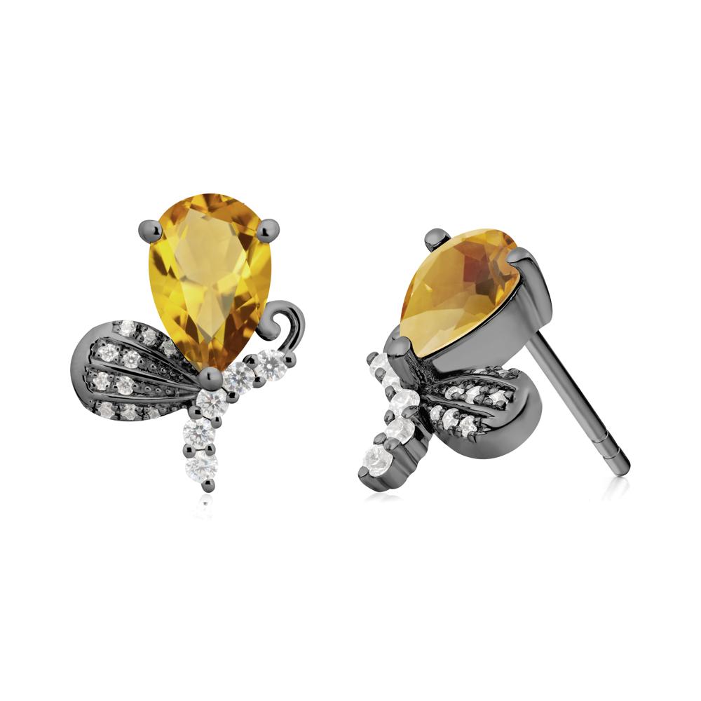 Butterfly Inspired Tear Shaped Citrine Earrings - LUO Jewelry #metal_black finish sterling silver