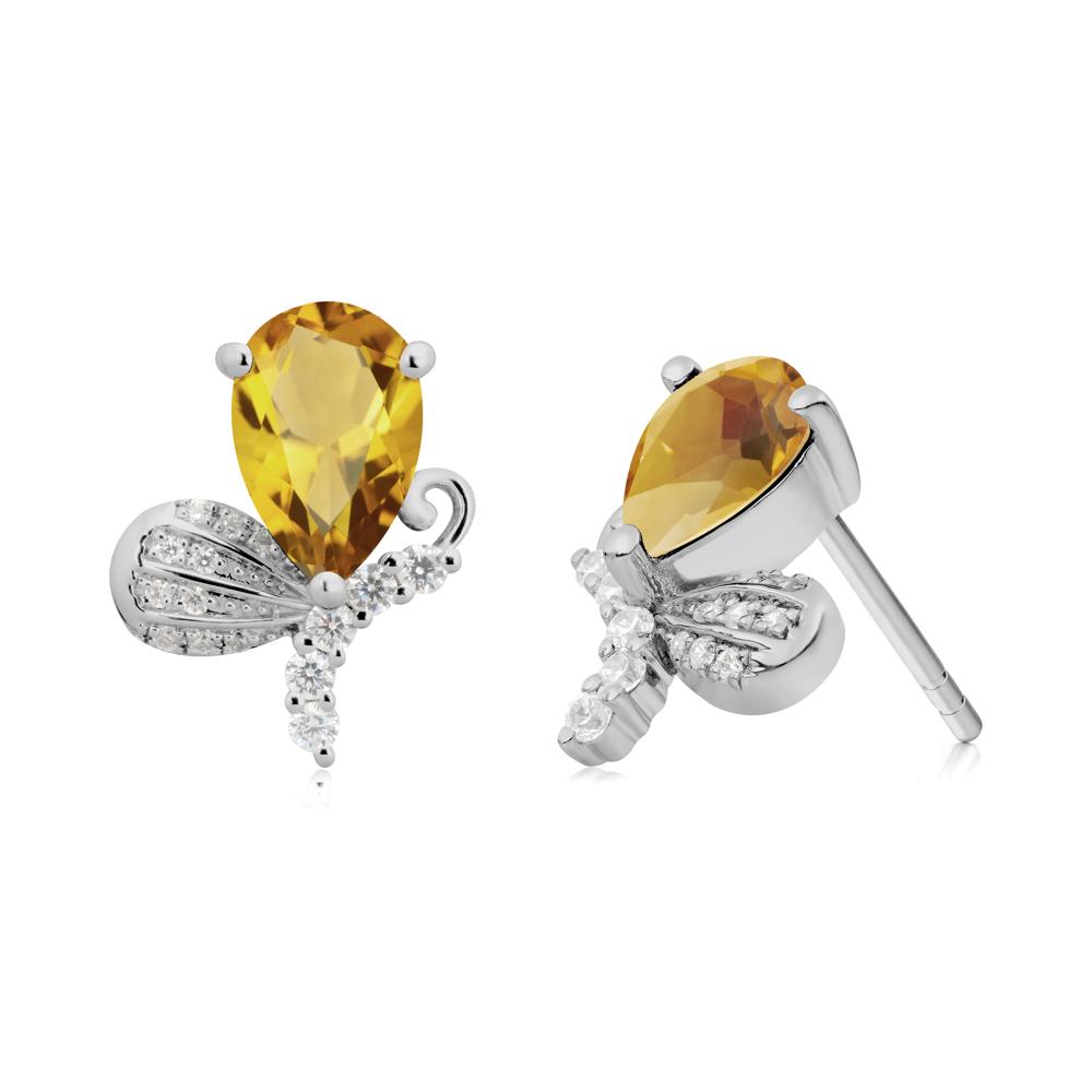 Butterfly Inspired Tear Shaped Citrine Earrings - LUO Jewelry #metal_platinum