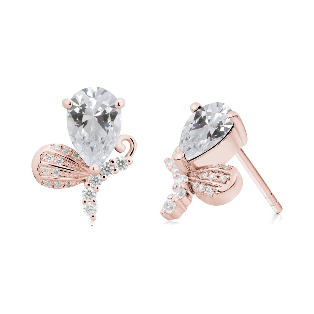 Sparkling Wing Cubic Zirconia Butterfly Earrings - LUO Jewelry #metal_18k rose gold
