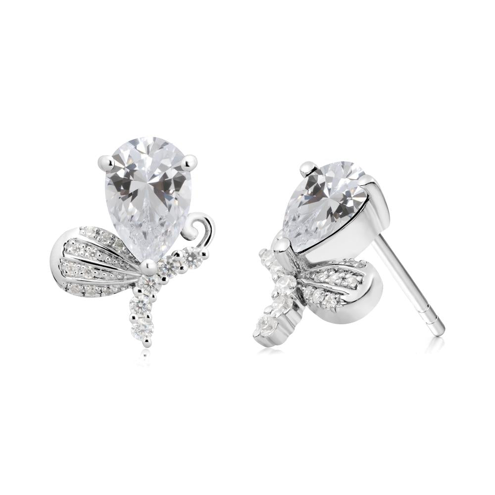 Sparkling Wing Cubic Zirconia Butterfly Earrings - LUO Jewelry #metal_18k white gold