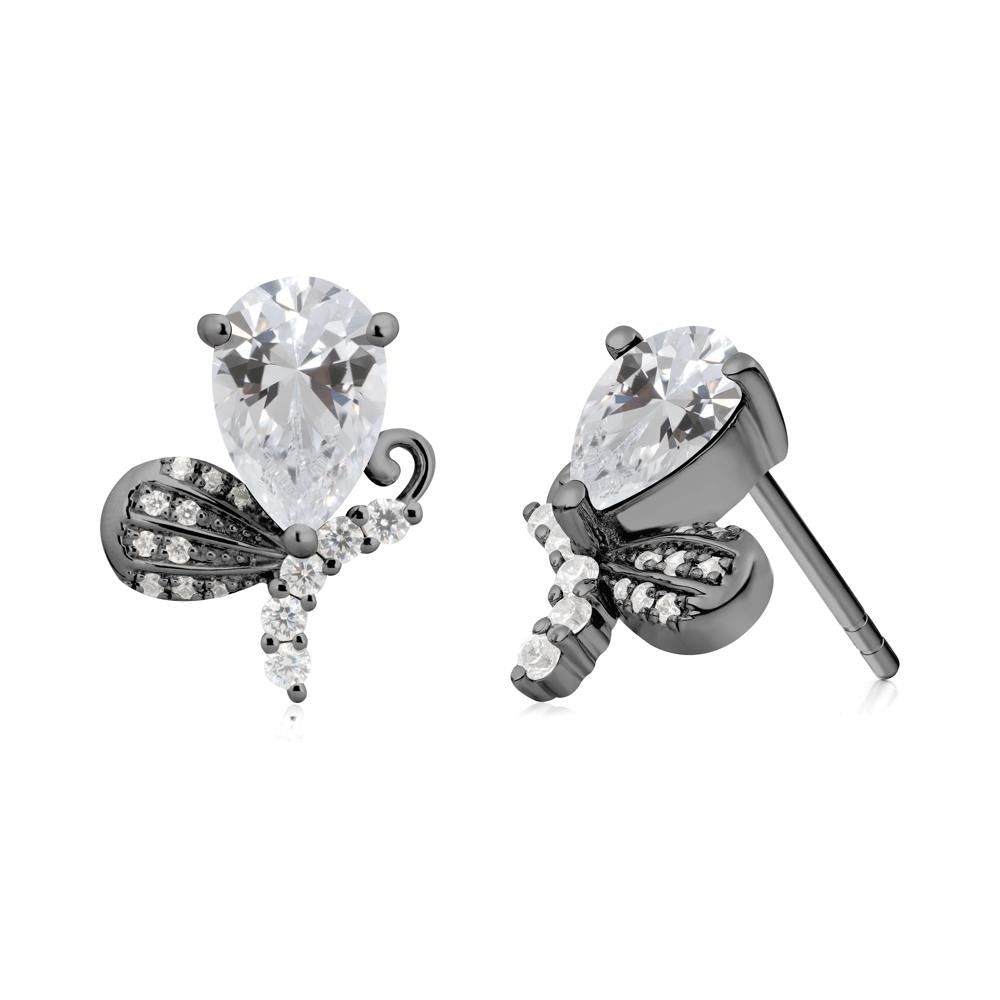 Sparkling Wing Cubic Zirconia Butterfly Earrings - LUO Jewelry #metal_black finish sterling silver