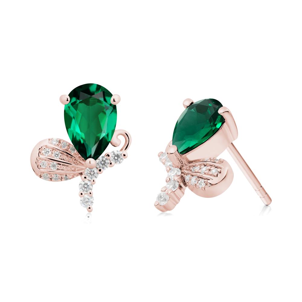 Sparkling Wing Emerald Butterfly Earrings - LUO Jewelry #metal_18k rose gold