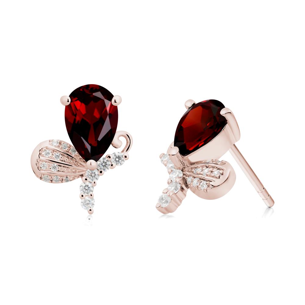 Butterfly Inspired Tear Shaped Garnet Earrings - LUO Jewelry #metal_14k rose gold