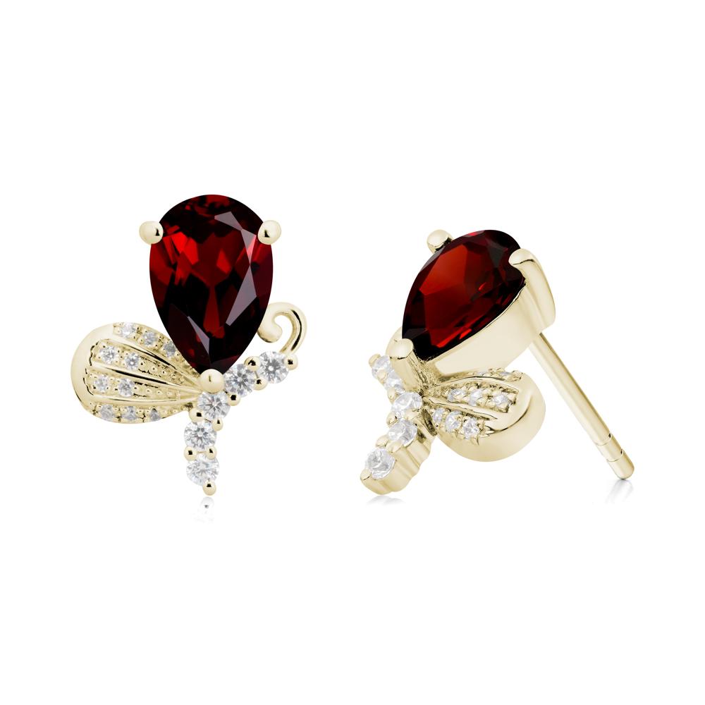 Butterfly Inspired Tear Shaped Garnet Earrings - LUO Jewelry #metal_14k yellow gold