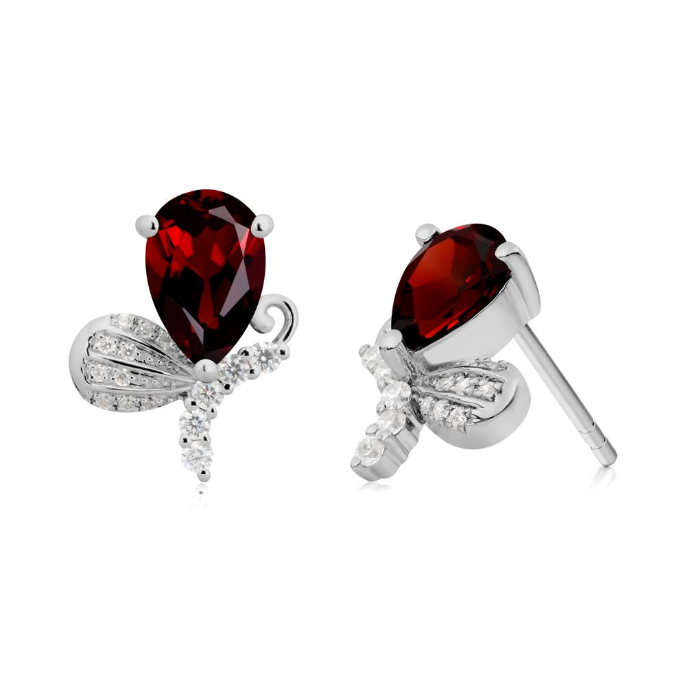 Butterfly Inspired Tear Shaped Garnet Earrings - LUO Jewelry #metal_platinum