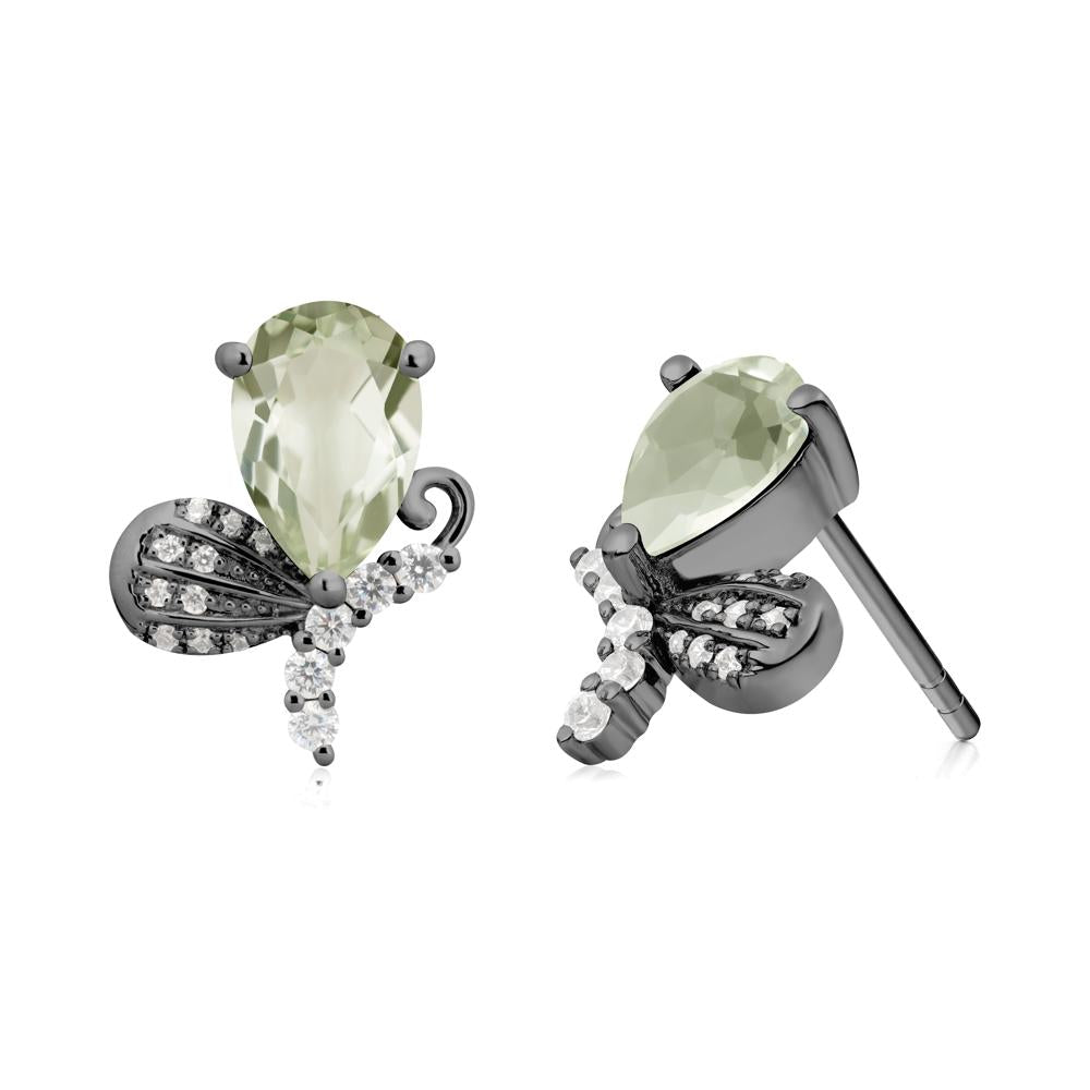 Butterfly Inspired Tear Shaped Green Amethyst Earrings - LUO Jewelry #metal_black finish sterling silver