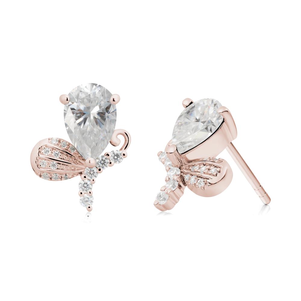 Butterfly Inspired Tear Shaped Moissanite Earrings - LUO Jewelry #metal_14k rose gold