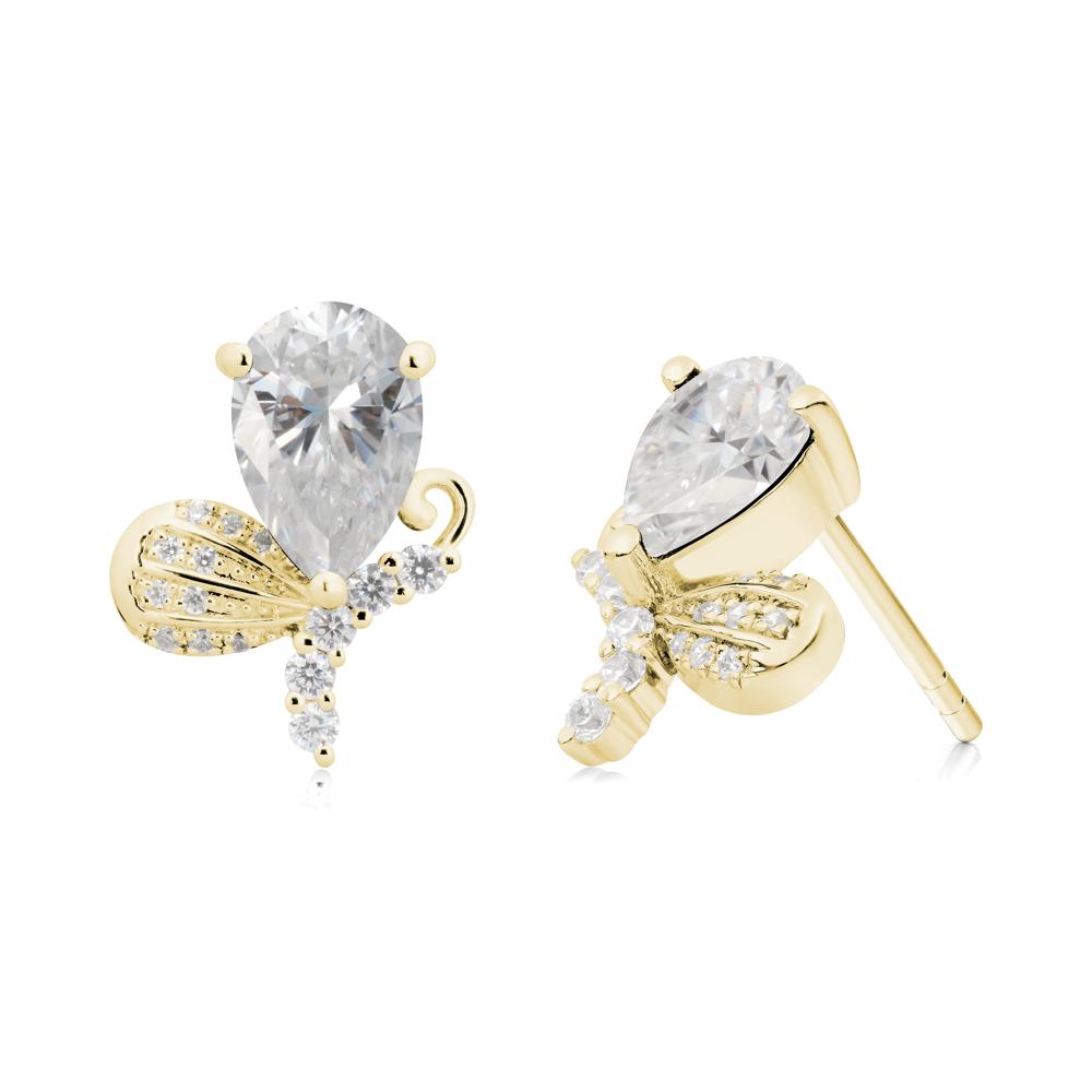 Butterfly Inspired Tear Shaped Moissanite Earrings - LUO Jewelry #metal_18k yellow gold