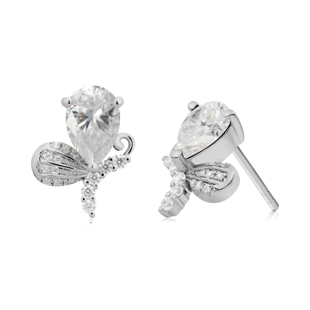 Butterfly Inspired Tear Shaped Moissanite Earrings - LUO Jewelry #metal_platinum