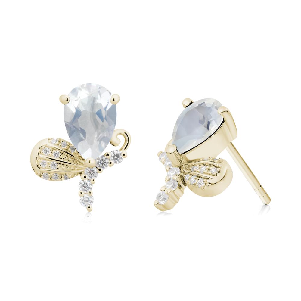 Sparkling Wing Moonstone Butterfly Earrings - LUO Jewelry #metal_14k yellow gold