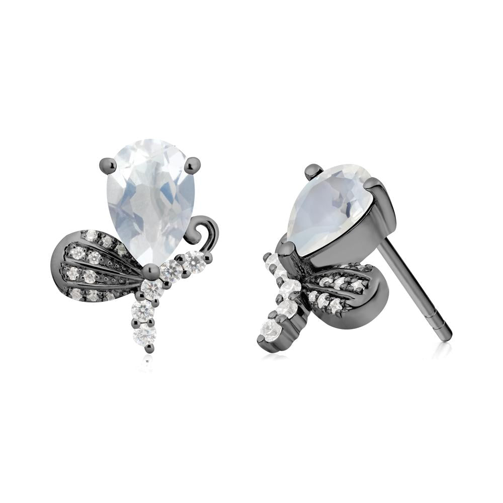 Sparkling Wing Moonstone Butterfly Earrings - LUO Jewelry #metal_black finish sterling silver