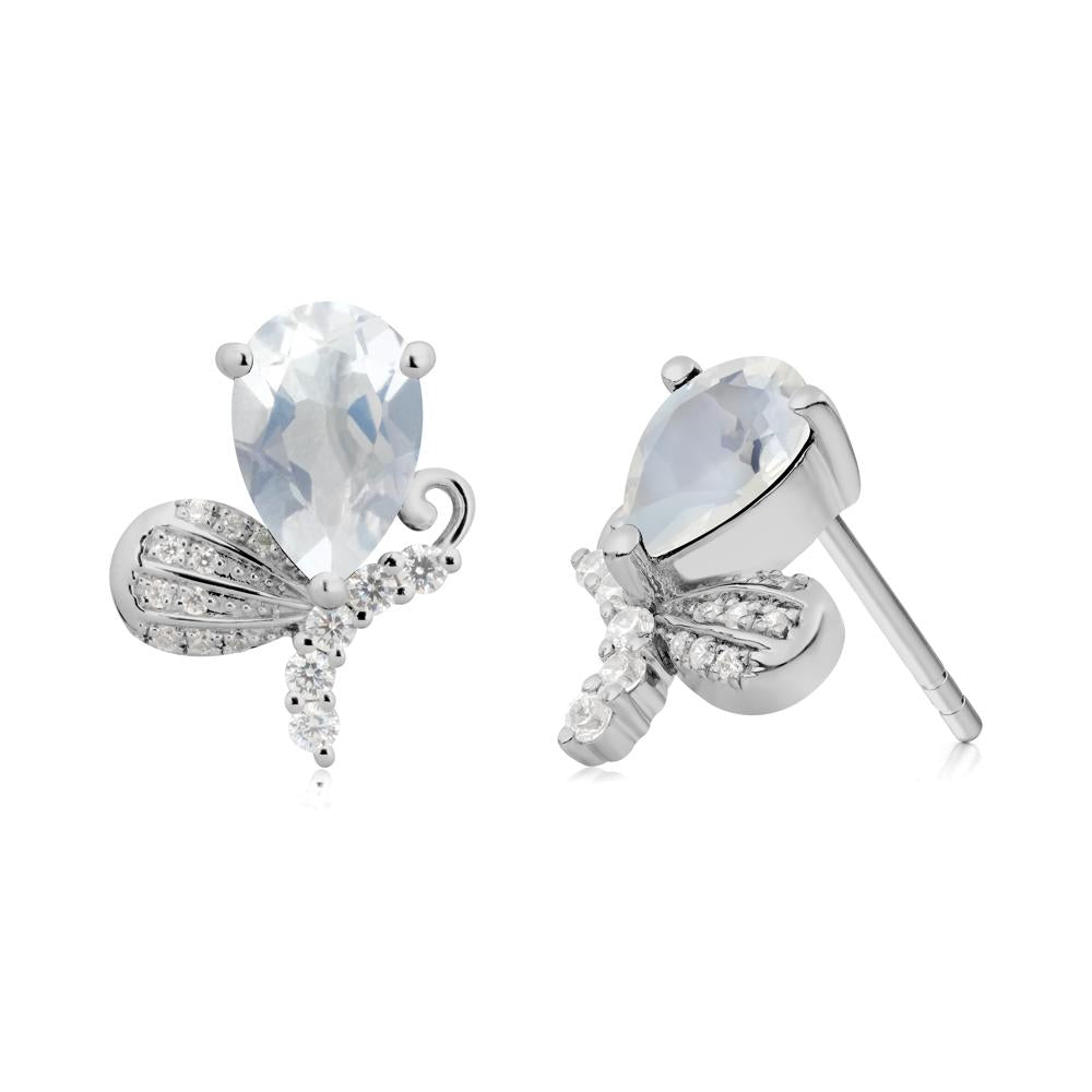 Sparkling Wing Moonstone Butterfly Earrings - LUO Jewelry #metal_platinum