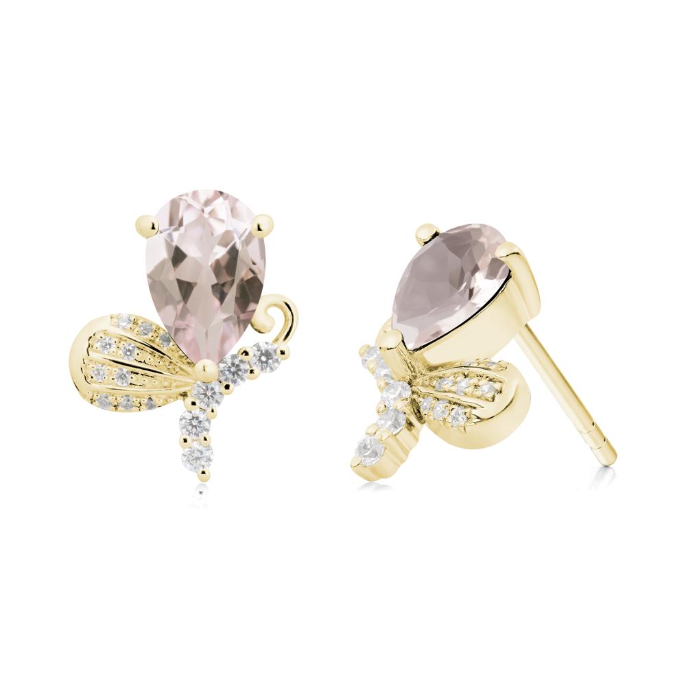 Butterfly Inspired Tear Shaped Morganite Earrings - LUO Jewelry #metal_18k yellow gold