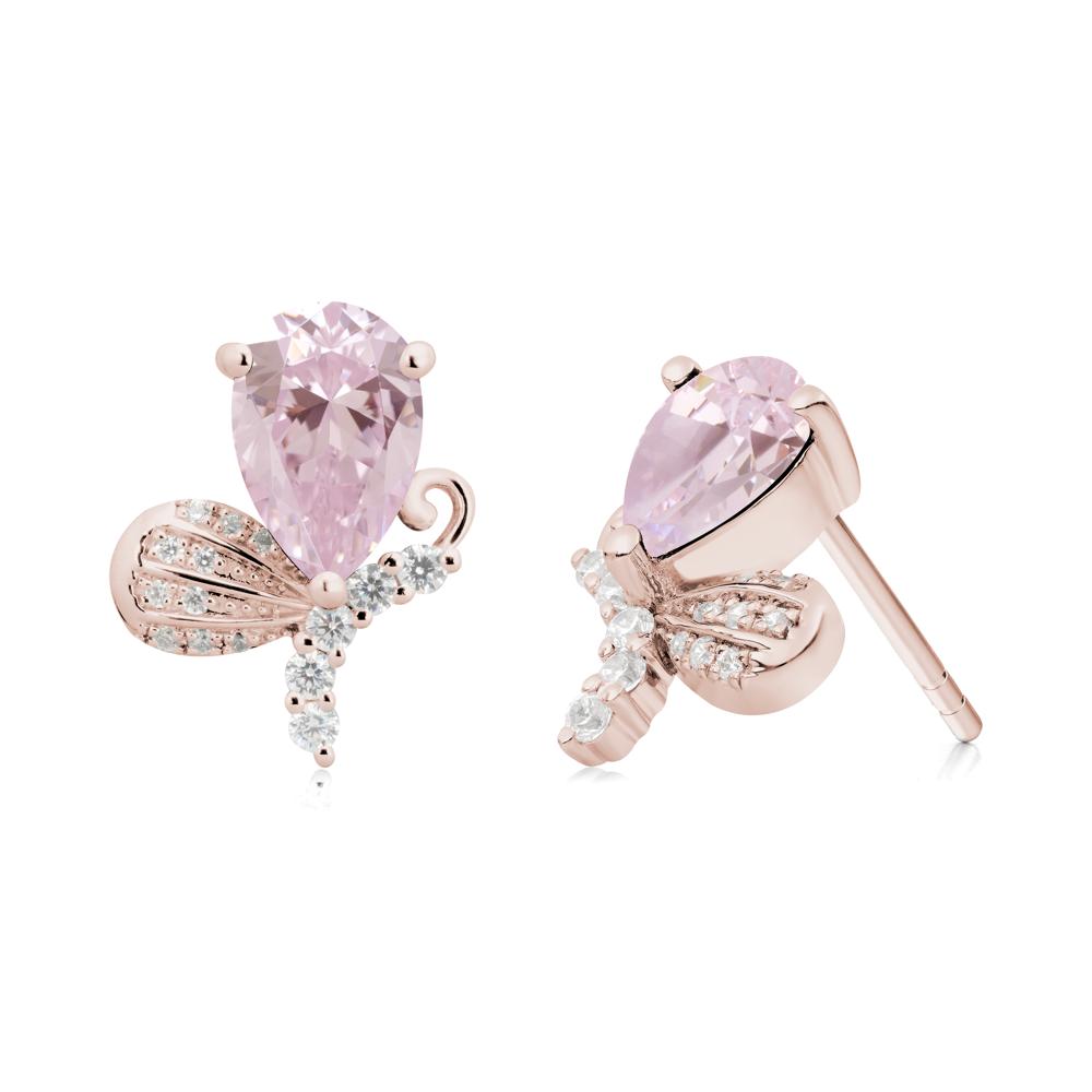 Sparkling Wing Pink Cubic Zirconia Butterfly Earrings - LUO Jewelry #metal_14k rose gold