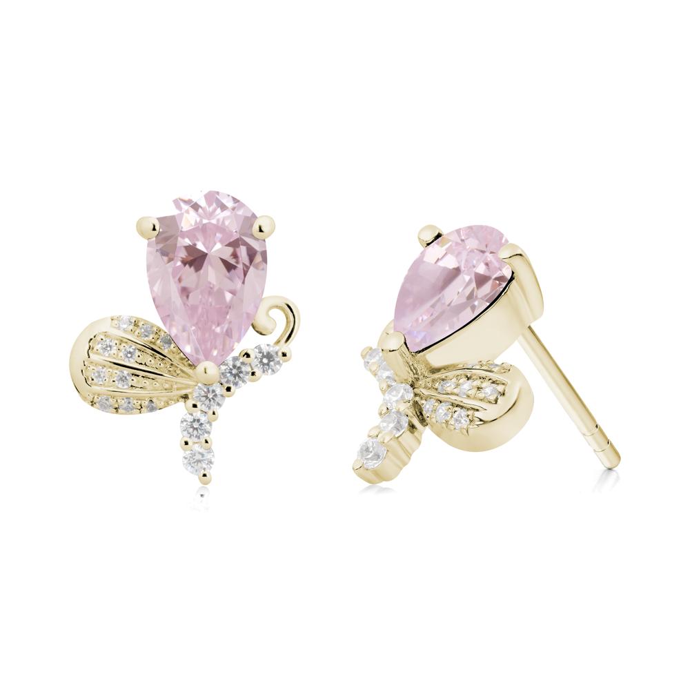 Sparkling Wing Pink Cubic Zirconia Butterfly Earrings - LUO Jewelry #metal_14k yellow gold