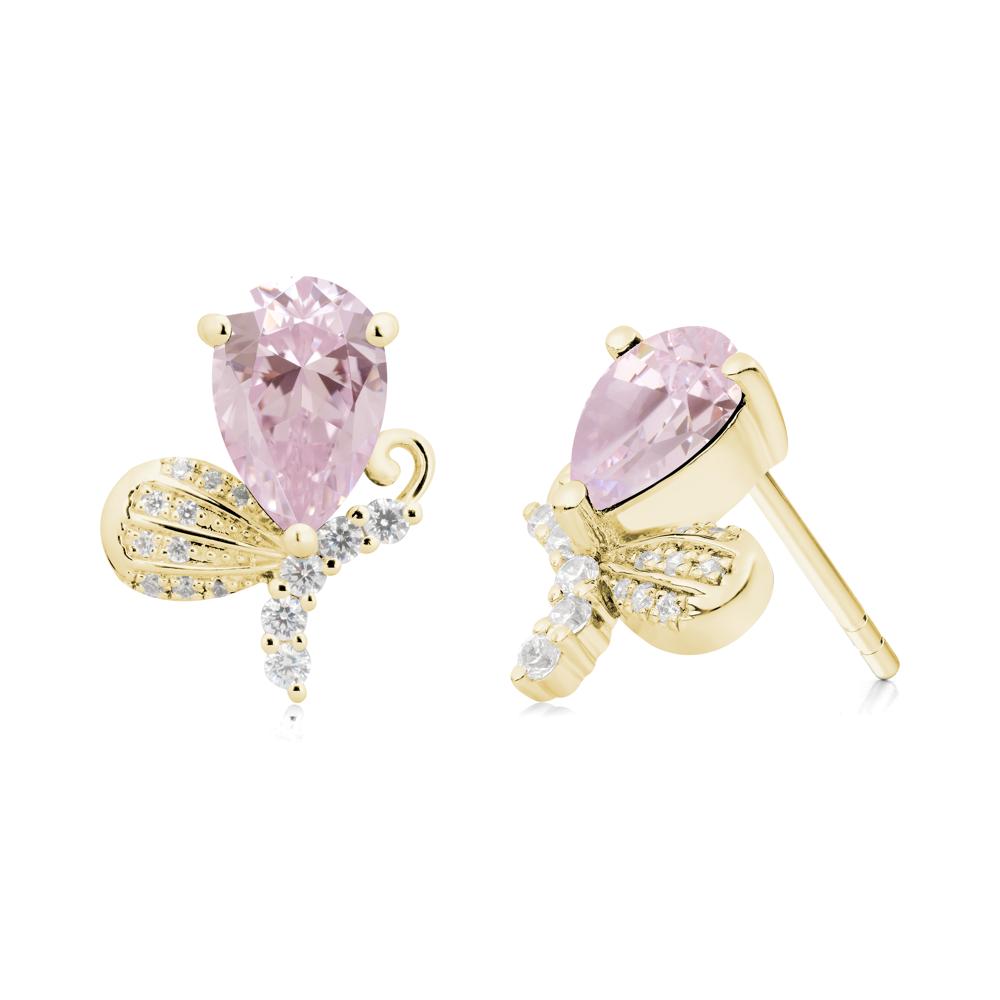 Sparkling Wing Pink Cubic Zirconia Butterfly Earrings - LUO Jewelry #metal_18k yellow gold