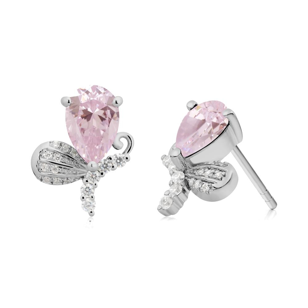 Sparkling Wing Pink Cubic Zirconia Butterfly Earrings - LUO Jewelry #metal_platinum