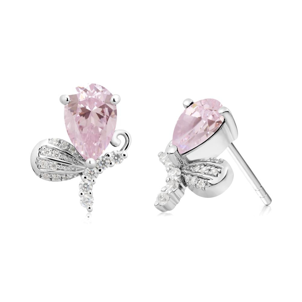 Sparkling Wing Pink Cubic Zirconia Butterfly Earrings - LUO Jewelry #metal_sterling silver