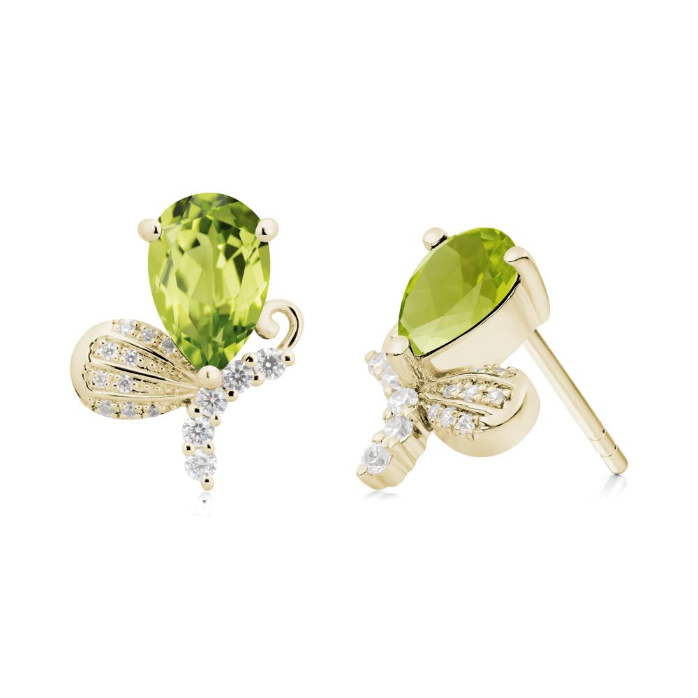 Sparkling Wing Peridot Butterfly Earrings - LUO Jewelry #metal_14k yellow gold