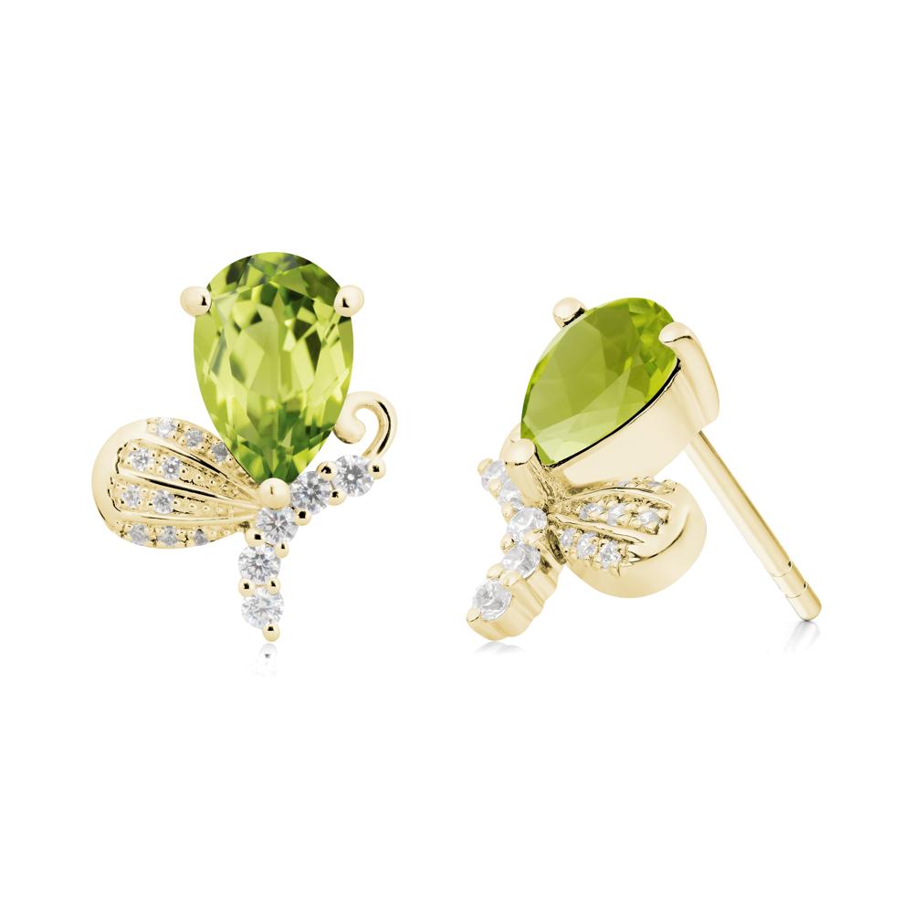 Sparkling Wing Peridot Butterfly Earrings - LUO Jewelry #metal_18k yellow gold