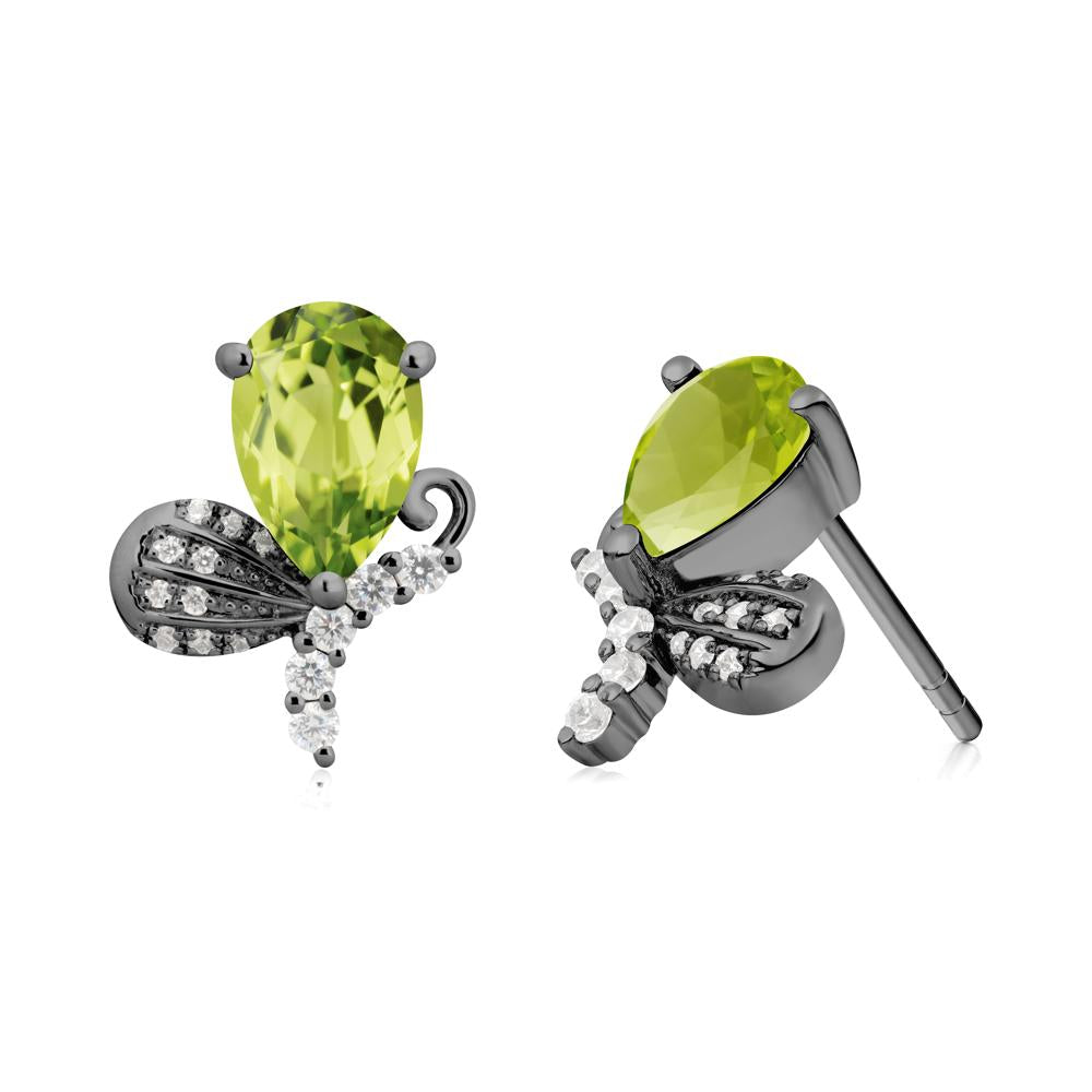 Sparkling Wing Peridot Butterfly Earrings - LUO Jewelry #metal_black finish sterling silver