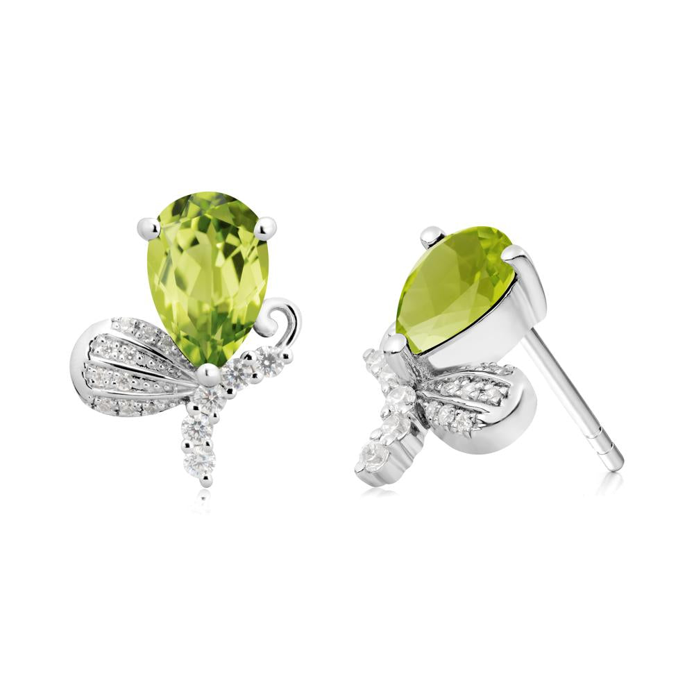 Sparkling Wing Peridot Butterfly Earrings - LUO Jewelry #metal_sterling silver