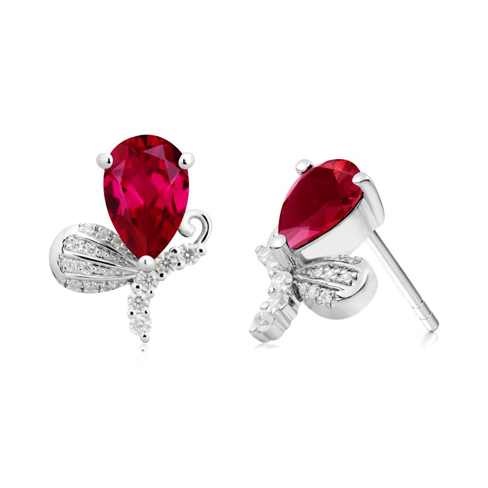 Sparkling Wing Ruby Butterfly Earrings - LUO Jewelry #metal_18k white gold