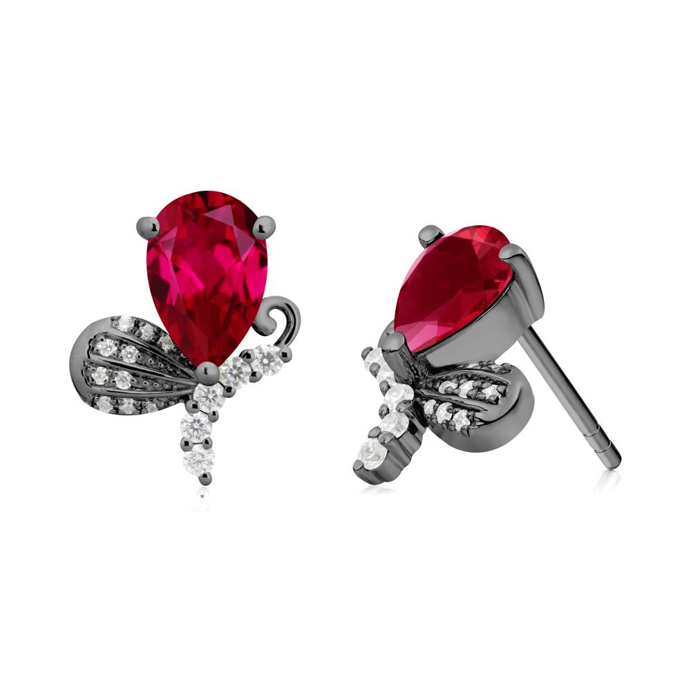 Sparkling Wing Ruby Butterfly Earrings - LUO Jewelry #metal_black finish sterling silver