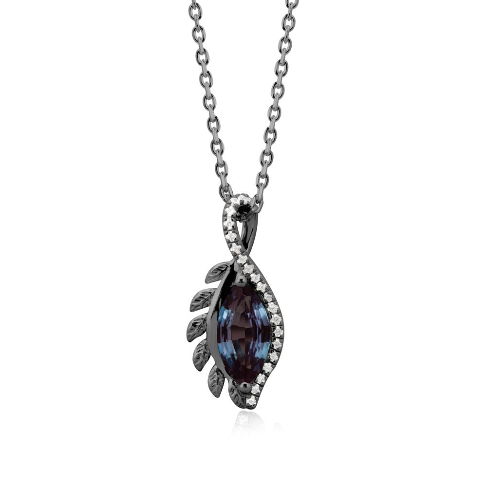 Marquise Alexandrite Leaf Vine Pendant Necklace - LUO Jewelry #metal_black finish sterling silver