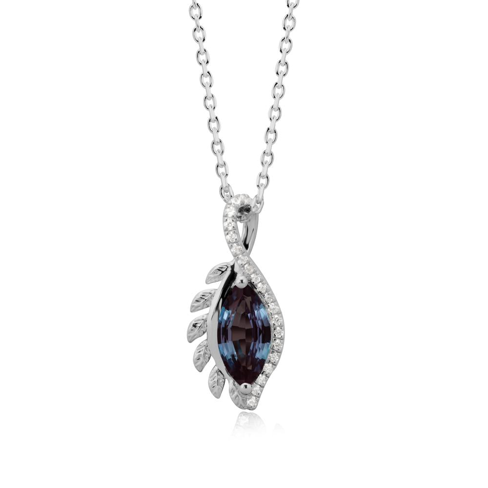 Marquise Alexandrite Leaf Vine Pendant Necklace - LUO Jewelry #metal_platinum