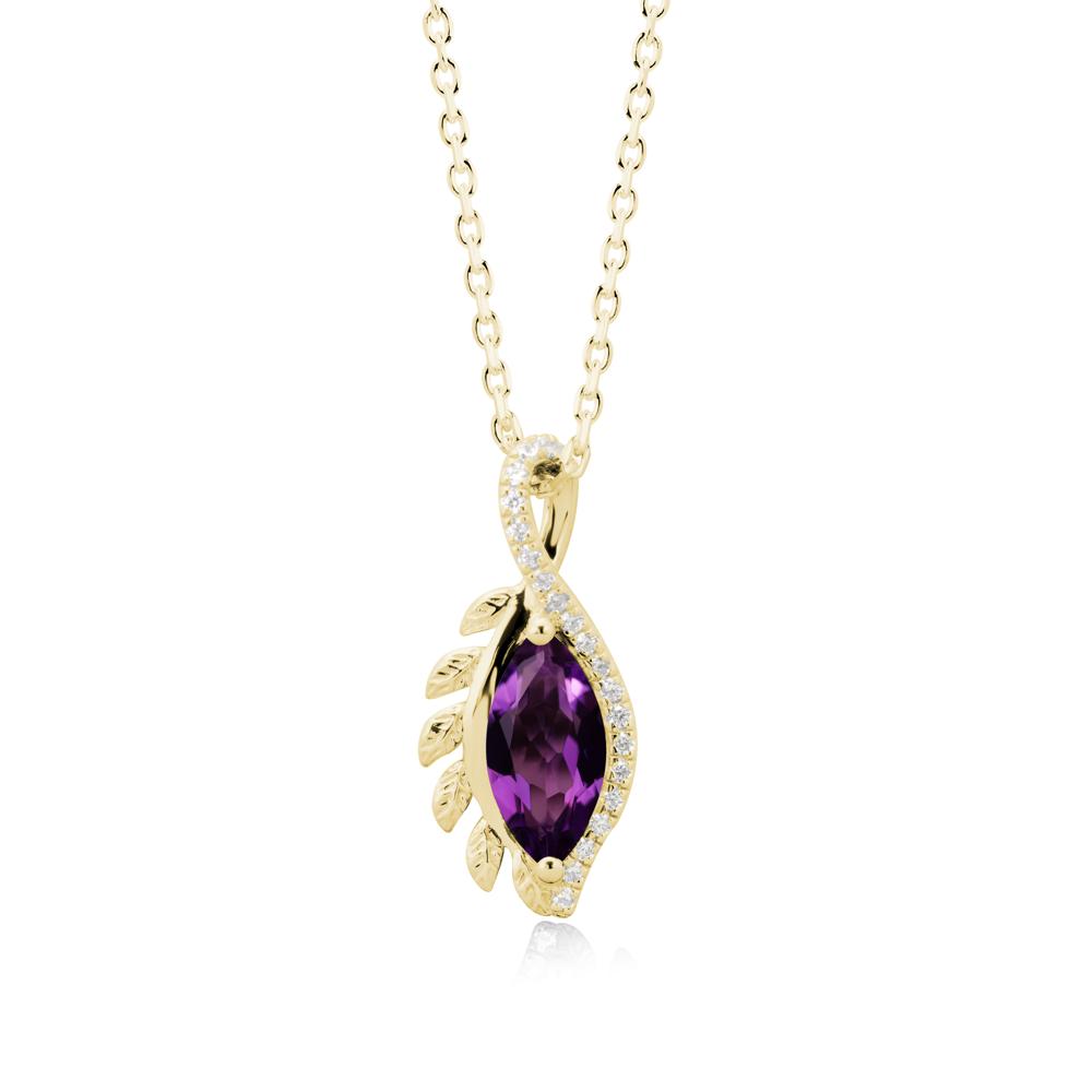Nature Inspired Marquise Amethyst Necklace - LUO Jewelry #metal_18k yellow gold